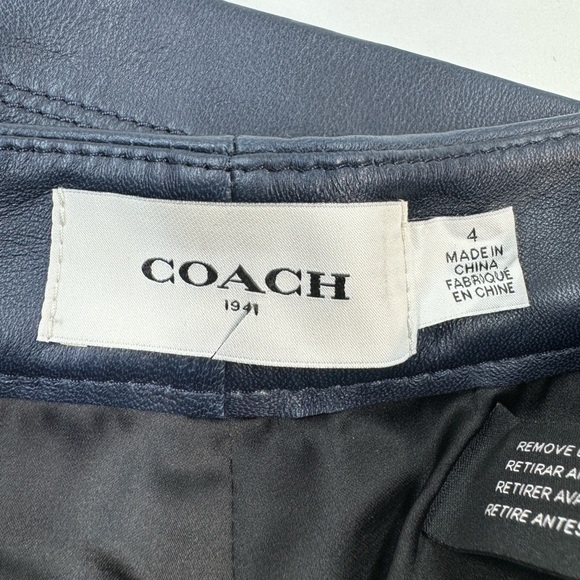 Coach Leather Pants Navy Blue - Picture 5 of 6